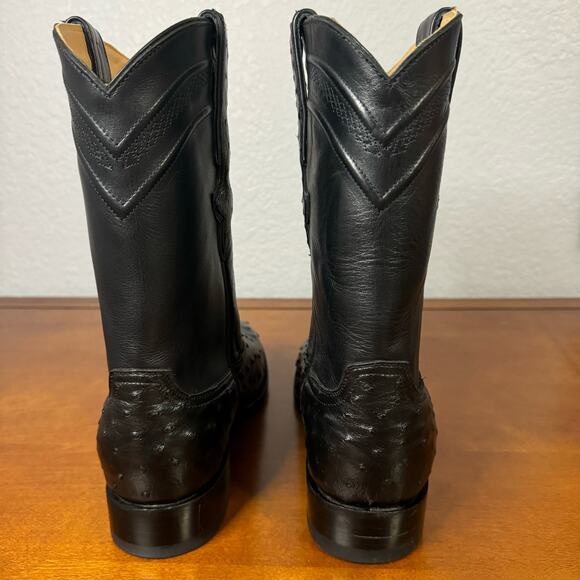 JRC & Sons Men's Miguel Full Quill Exotic Ostrich Roper Boot Black Size 9 D EUC - Picture 5 of 10